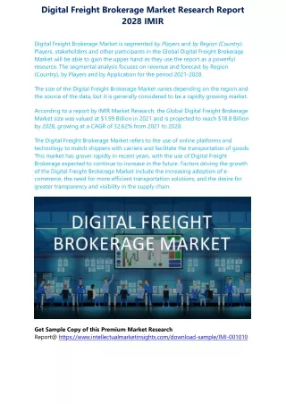 Demand of Digital Freight Brokerage Market is Growing and Expected to reach By $