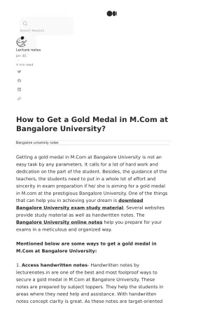 How to get a gold medal in M.Com at Bangalore University (2)