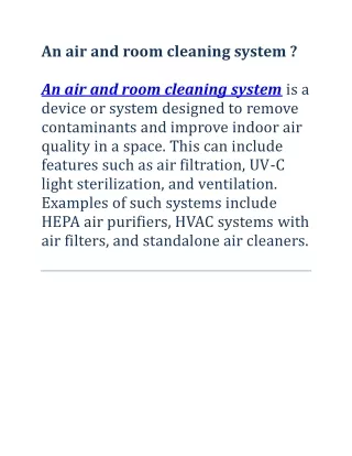 an air and room cleaning system an air and room