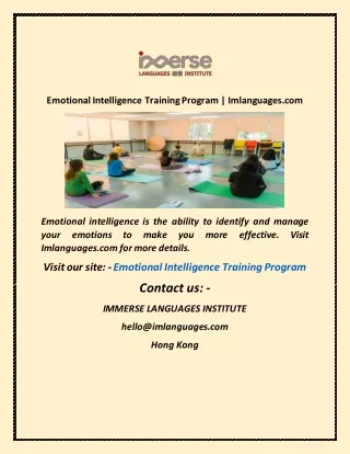 Emotional Intelligence Training Program  Imlanguages com