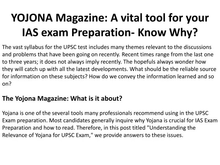 yojona magazine a vital tool for your ias exam preparation know why