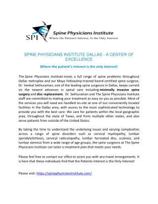 Spine Physicians Institute - Spine Surgeons in Dallas