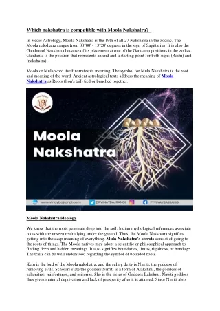 Which nakshatra is compatible for Moola Nakshatra?