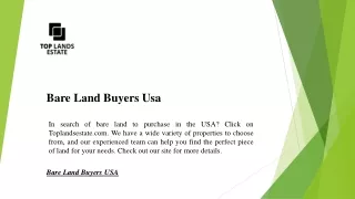 Bare Land Buyers Usa | Toplandsestate.com