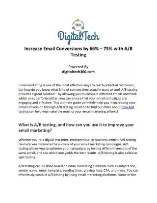 Increase Email Conversions By 66% – 75% With A/B Testing