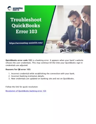 Troubleshoot QuickBooks error 103