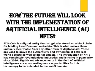 How the future will look with the implementation of Artificial Intelligence NFTs
