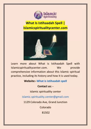What Is Istihaadah Spell | Islamicspiritualitycenter.com