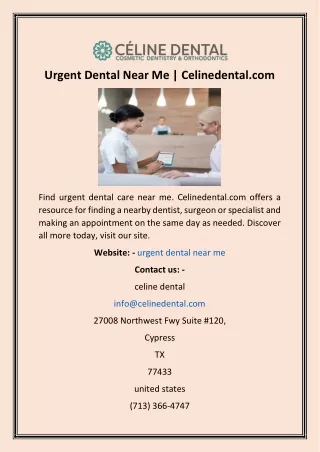 Urgent Dental Near Me  Celinedental