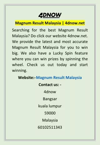magnum result malaysia 4dnow net