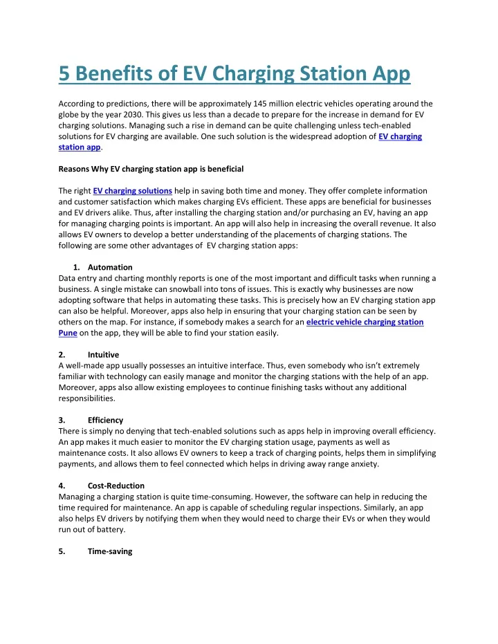 5 benefits of ev charging station app