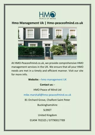 Hmo Management Uk  Hmo-peaceofmind.co.uk