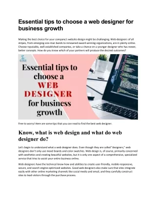 Essential tips to choose a web designer for business growth | Eves Webworks