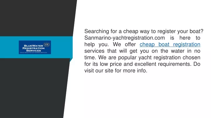 searching for a cheap way to register your boat