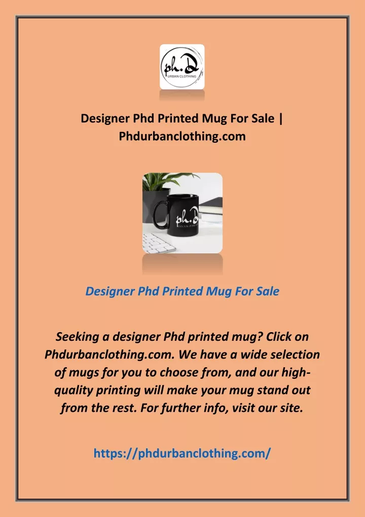 designer phd printed mug for sale