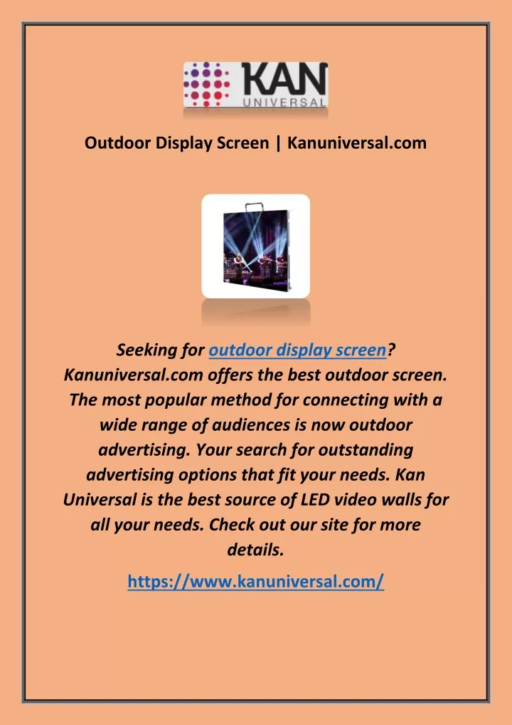 outdoor display screen kanuniversal com