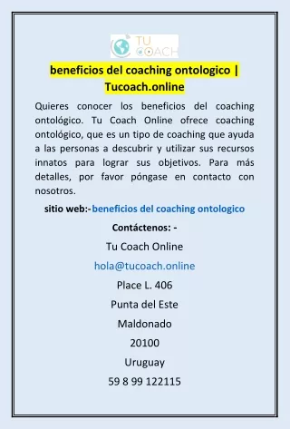 beneficios del coaching ontologico | Tucoach.online