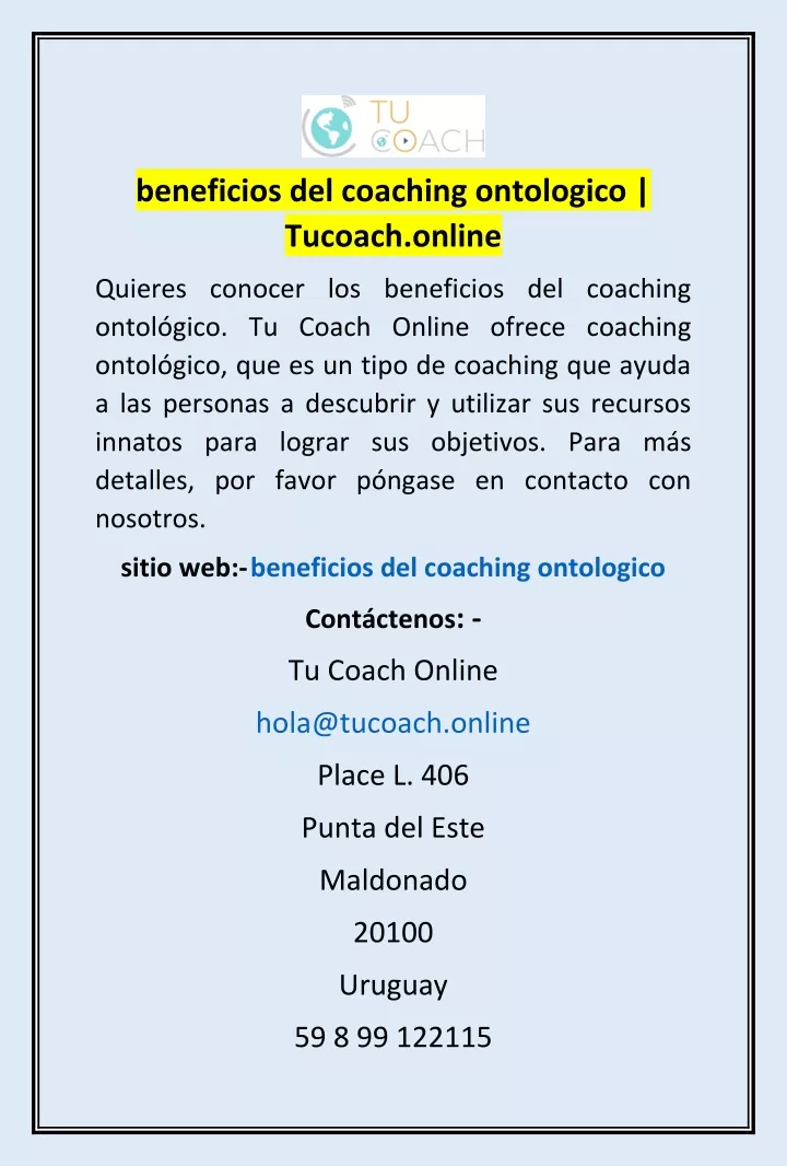 beneficios del coaching ontologico tucoach online
