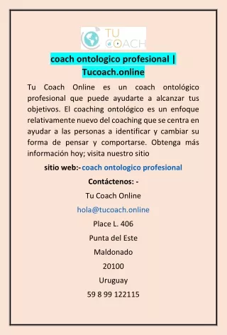 coach ontologico profesional | Tucoach.online