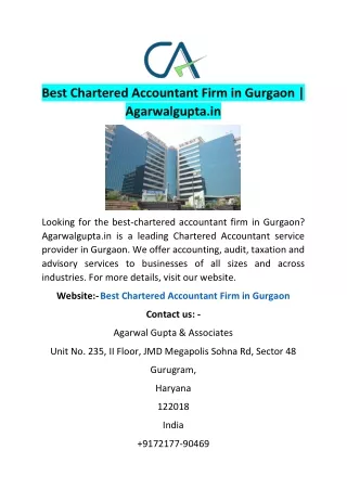 Best Chartered Accountant Firm in Gurgaon | Agarwalgupta.in