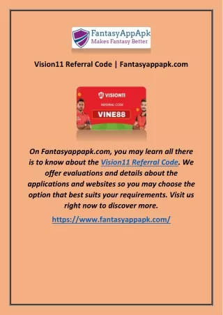 vision11 referral code fantasyappapk com