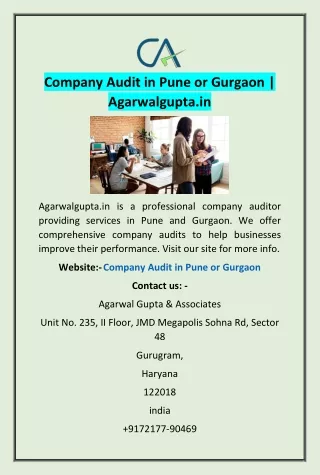 Company Audit in Pune or Gurgaon | Agarwalgupta.in