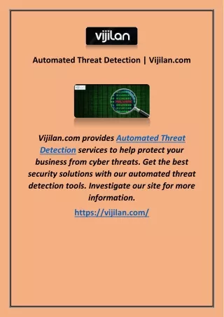 automated threat detection vijilan com