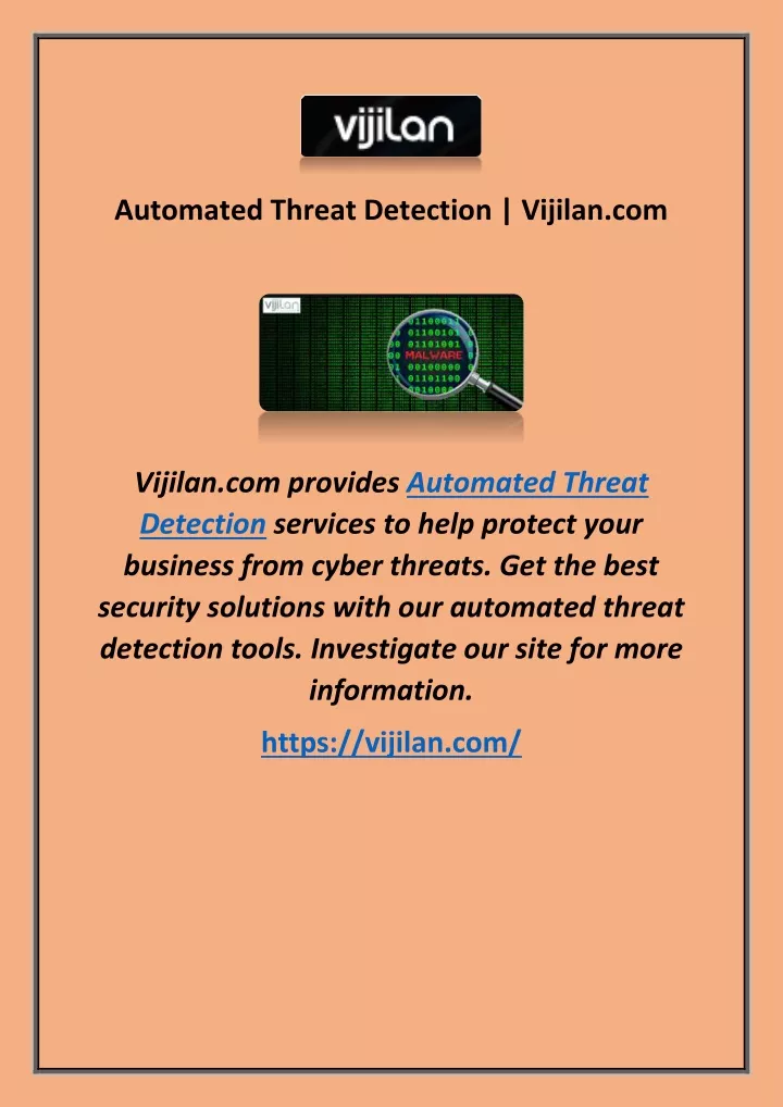 automated threat detection vijilan com