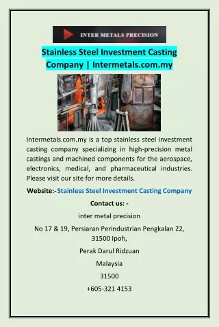 stainless steel investment casting company