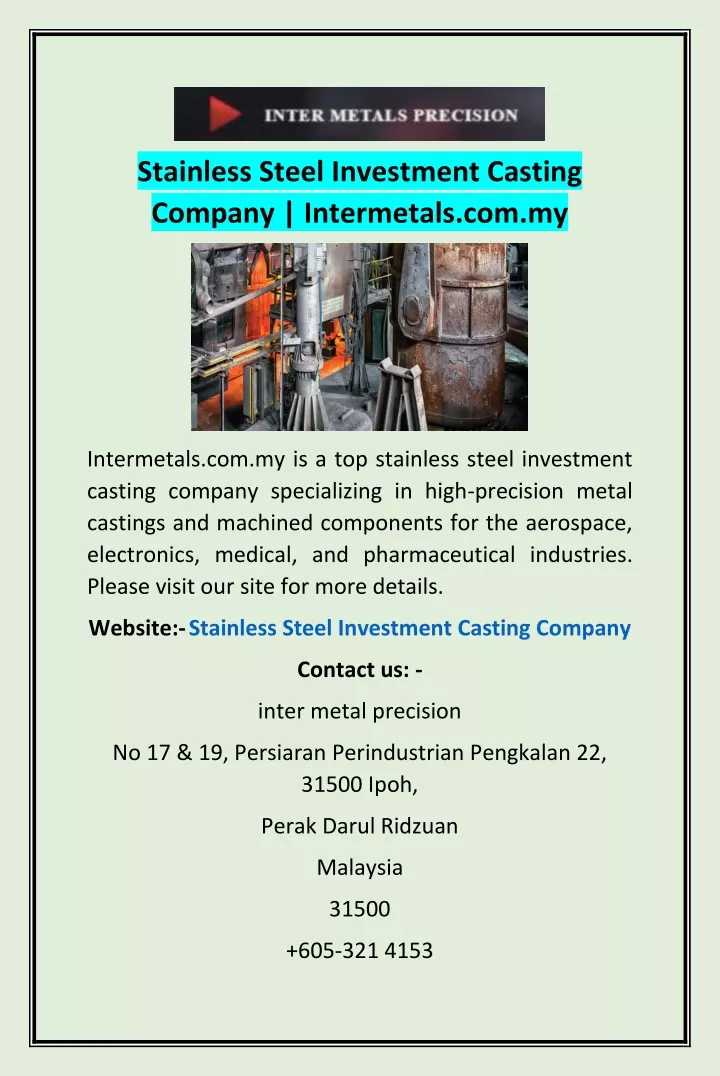 stainless steel investment casting company
