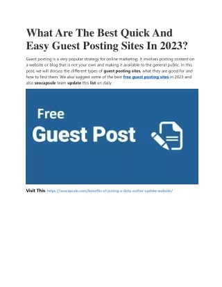 What Are The Best Quick And Easy Guest Posting Sites In 2023