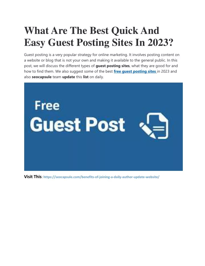 what are the best quick and easy guest posting