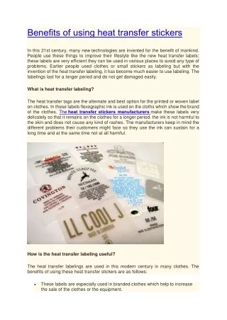 benefits of using heat transfer stickers