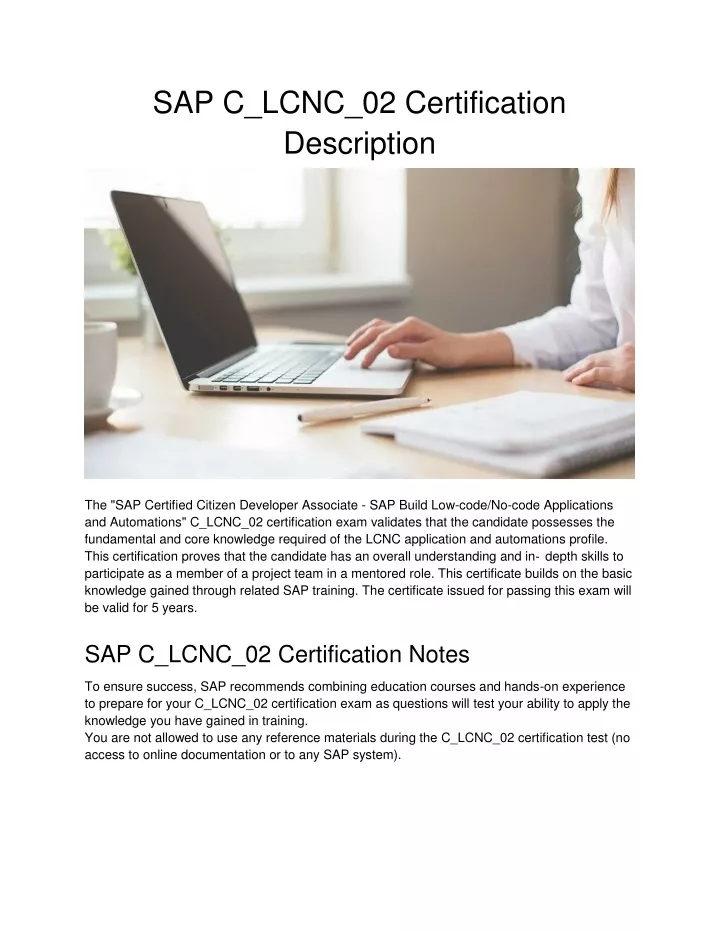 sap c lcnc 02 certification description