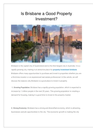 is brisbane a good property investment