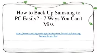 How to Back Up Samsung to PC Easily - Top 7 Ways (Updated)