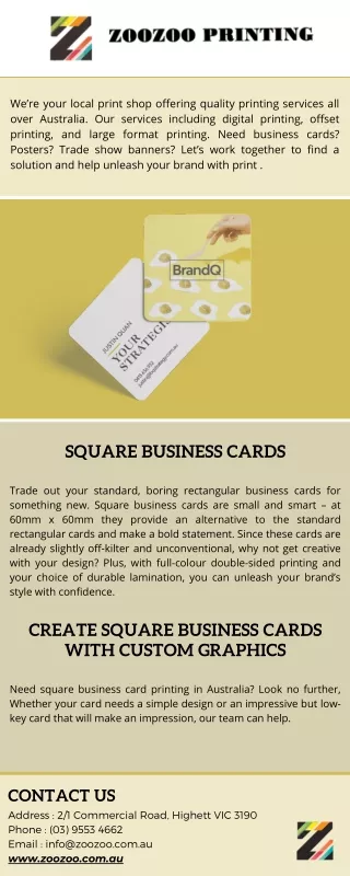 Distinguish Yourself From the Crowd With Square Business Card Printing Services in Australia