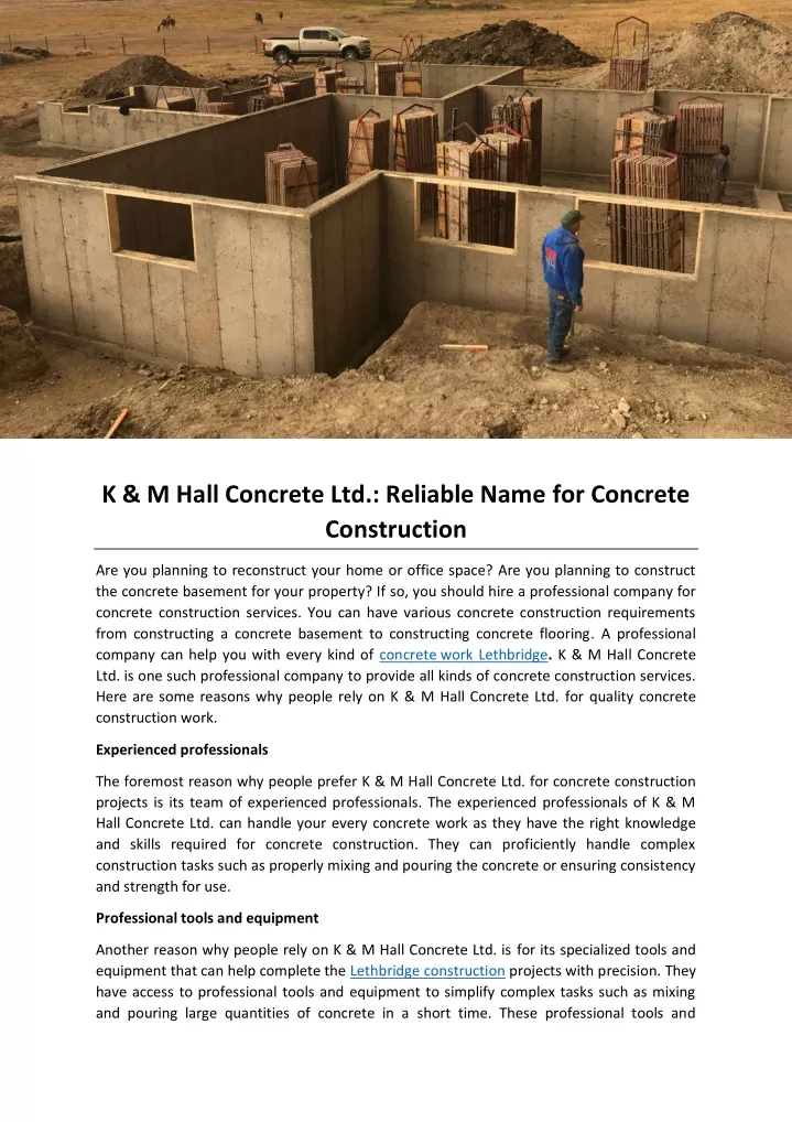 k m hall concrete ltd reliable name for concrete
