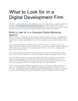 What to Look for in a Digital Development Firm