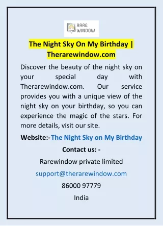 The Night Sky On My Birthday | Therarewindow.com