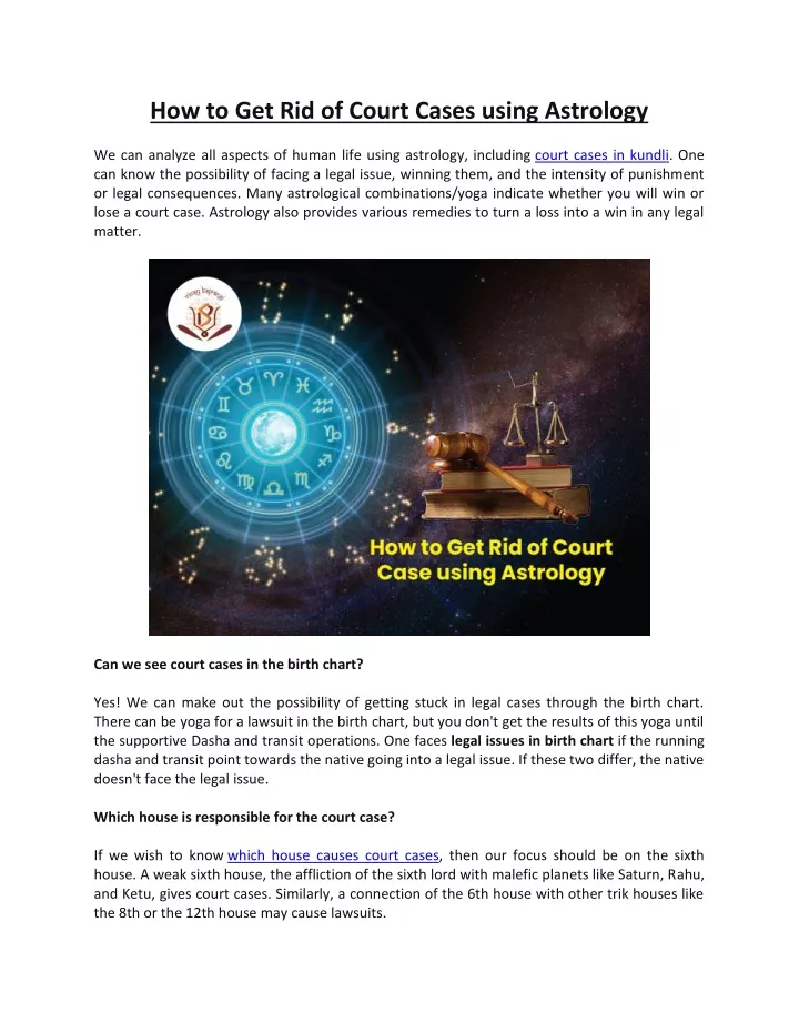how to get rid of court cases using astrology