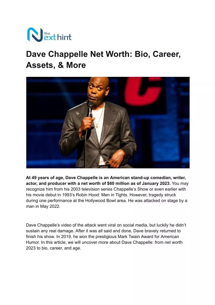 dave chappelle net worth bio career assets more