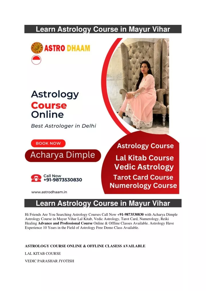 learn astrology course in mayur vihar