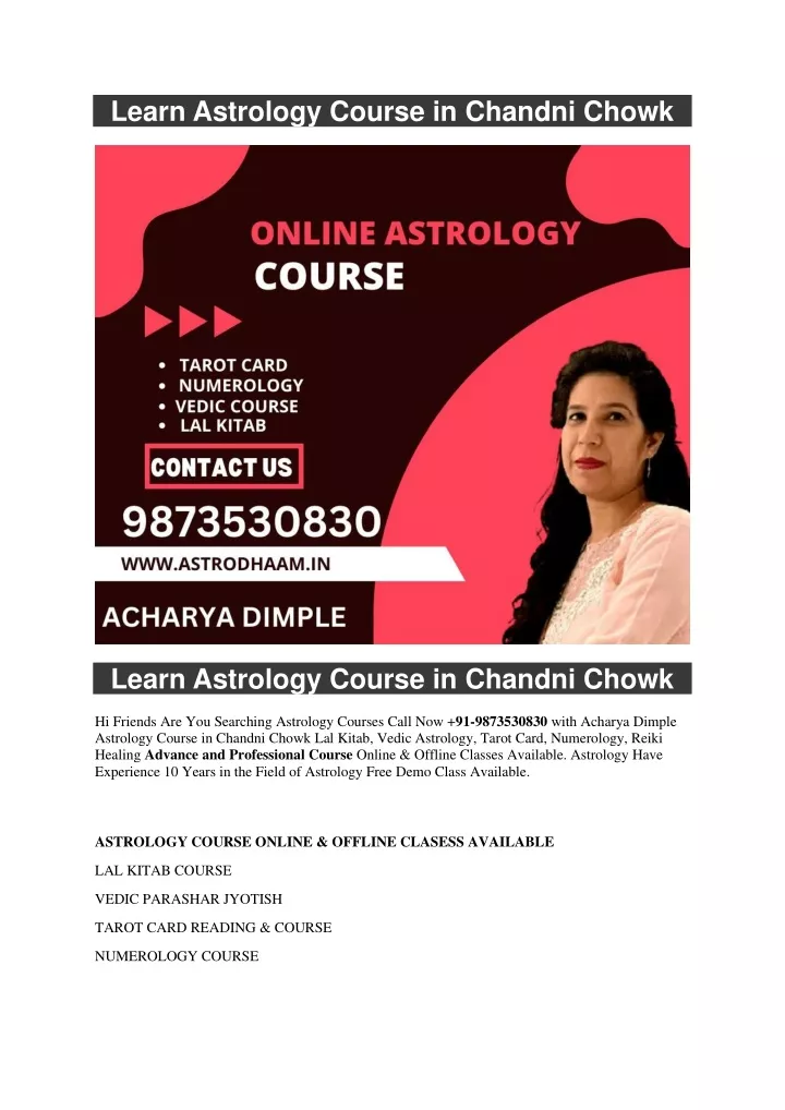 learn astrology course in chandni chowk