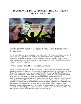IN 2023, WILL INDIA FINALLY LICENSE ONLINE CRICKET BETTING