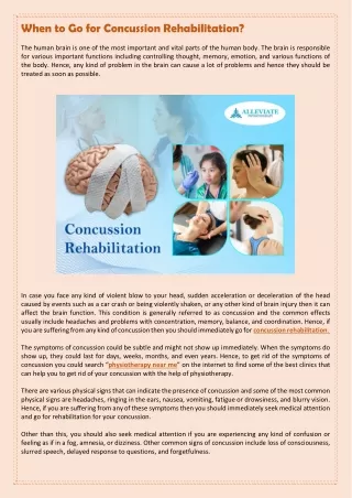 when to go for concussion rehabilitation