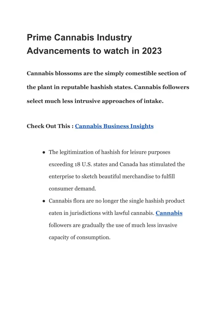 prime cannabis industry advancements to watch
