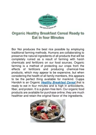 Organic Healthy Breakfast Cereal Ready To Eat In Four Minutes