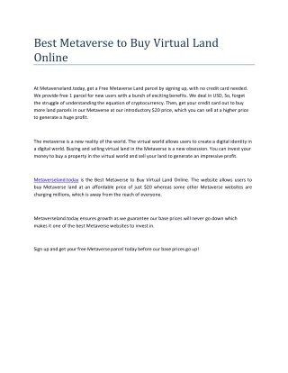 best metaverse to buy virtual land online