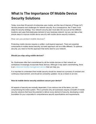 what is the importance of mobile device security